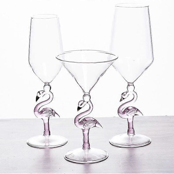 2 stk. Kreativ Flamingo Cocktailglas Omvendt Kegleformet Champagne Martini Krystalglas Bryllup Fødselsdagsfest Vinglas Kop 200ml 2pcs