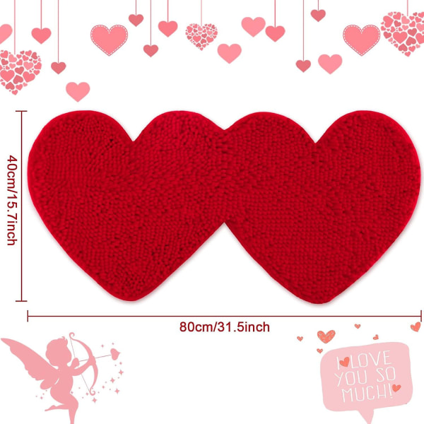 Valentine's Day Doormat - Red Chenille, 31.5 X 15.7inch