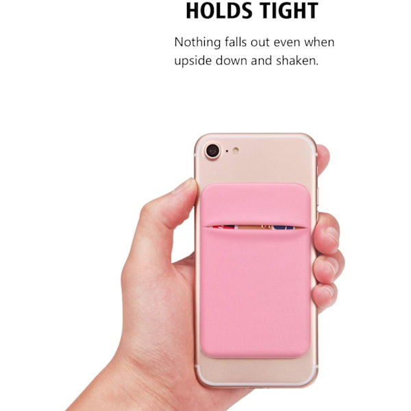 Mobiltelefon Lomme Selvhæftende Kort Holder Stick On Wallet Sleeve med Klæbende Kort ID Kreditkort ATM Kort Holder til 2 Pakke (Pink)