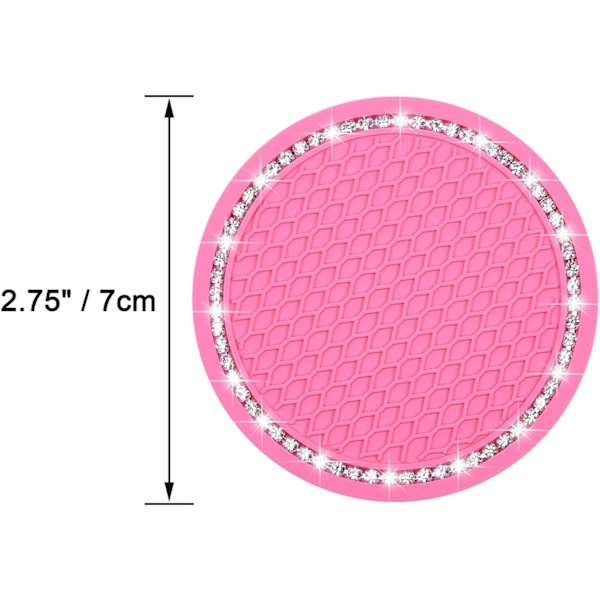 Bling Car Coasters, 2-pack PVC Car Cup Holder Auto Insert Coaster - Anti Slip Universal Vehicle Interior Girly Car Accessories (2.75\" Diameter) Rosa