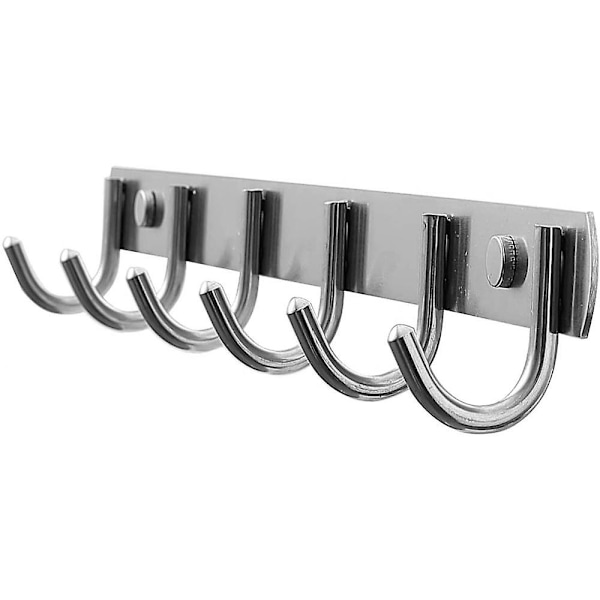 Bar med 6/8 kroge i rustfrit stål Badekåbekroge Vægmonteret knagerække Multifunktionskroge Kompatibel med badeværelse, køkken, entre og seng