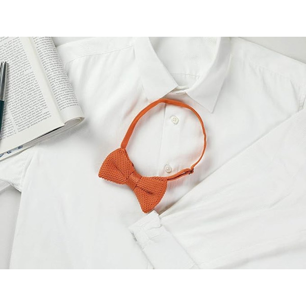 Förknuten fluga för män kvinnor stickad fluga enfärgad stickad fluga justerbar (orange)