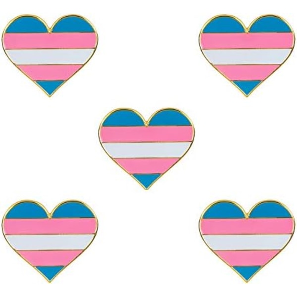 5-pack Bisexuell stolthet hjärtformad knappnålsbrosch pins flagga badge brosch märken Transgender