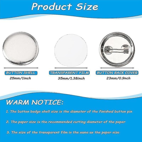 600 st Blank Button Making Supplies 25mm/1inch Back Button Pin Making Kit Metal Badge Parts Compati