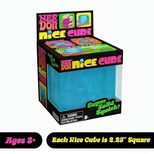 Schylling NeeDoh Nice Cube - Sensorisk klemmeleke med super solid klemme blå