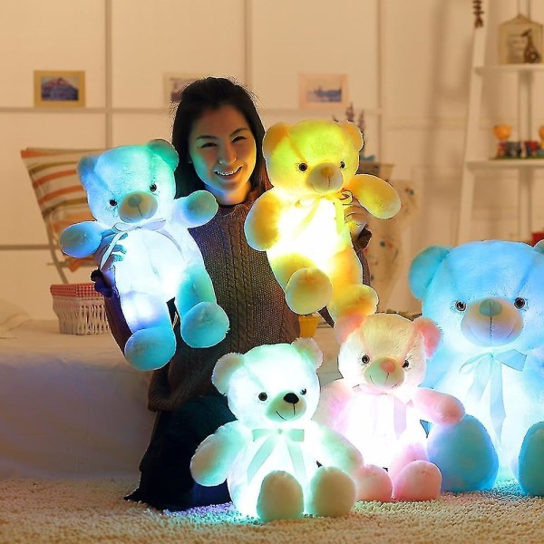 32-50 cm lysende kreativt lys op led bamse udstoppede dyr Plyslegetøj Farverig glødende bamse B (gratis forsendelse)