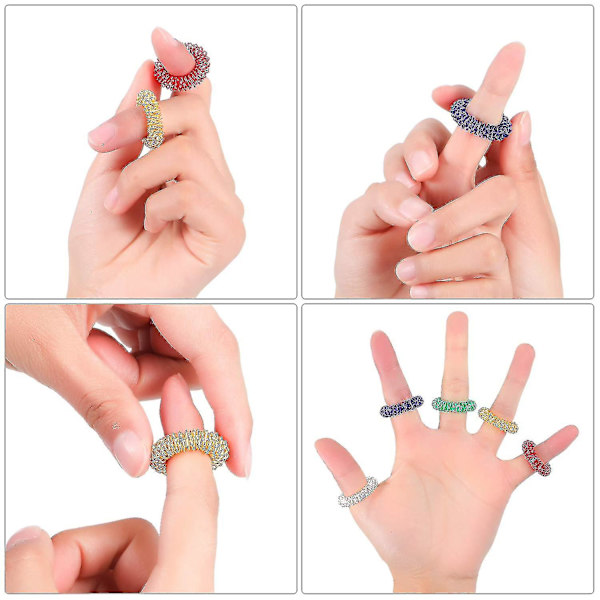 12 stycken akupressurring spikiga sensoriska fingerringar massageringar