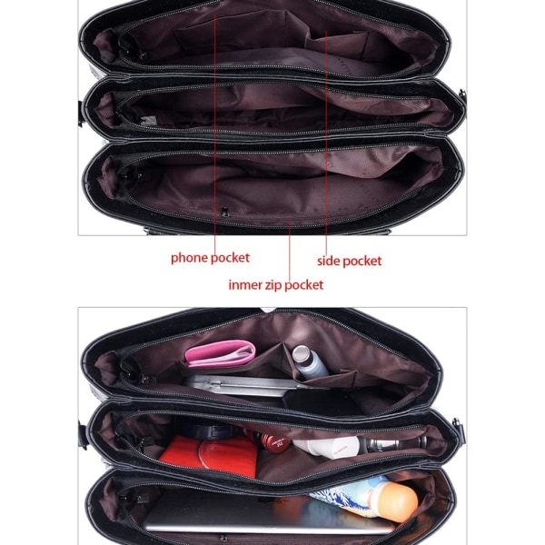 Håndtasker til damer Top Handle Læder Skulder Crossbody Tasker Dame Tote Messenger Designer Punge (Bordeaux)