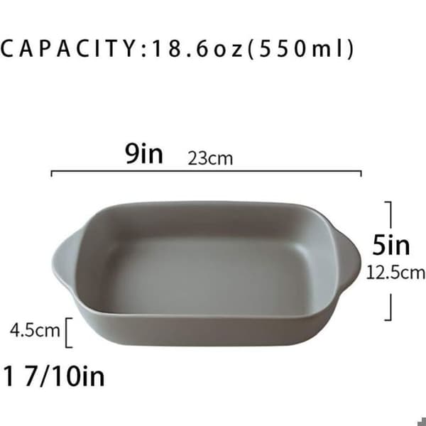 Liten rektangulær keramisk ovnsform / gratengform – 23 x 12,5 cm (550 ml) – Fei Yu
