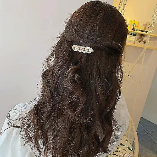 Pärlor Hårspännen Klassiska hårnålar Huvudbonader Stylingverktyg, hårgrepp för kvinnor tjejer, liten presentidé (6st, beige)