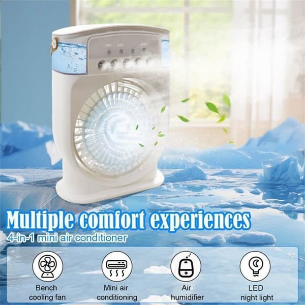 ®RisingFF 4-i-1 Lydløs Bærbar Aircondition, Blæserløs, Mini Aircondition, Genopladelig Luftfugter (Grøn)