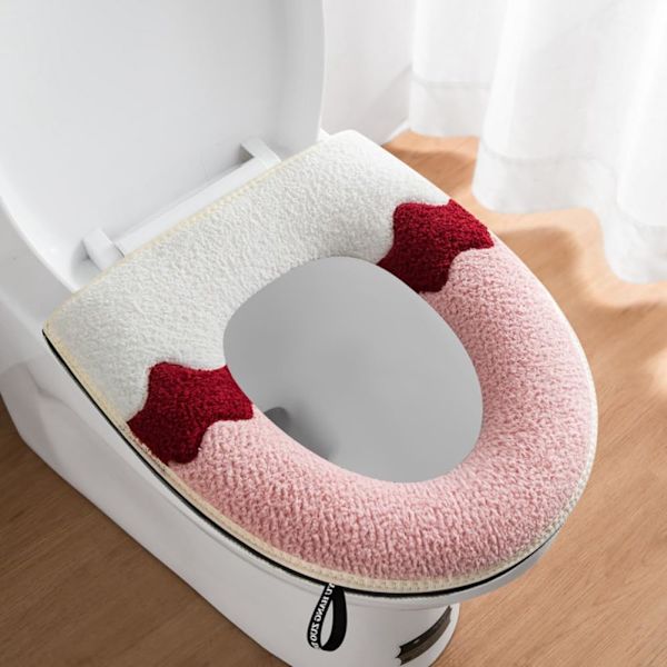 2 st Toalettstolsskydd Tvättbart Toalettstolsskydd med Handtag Återanvändbara Universella Toalettstolsskydd med Dragkedja (Rosa + Blå)