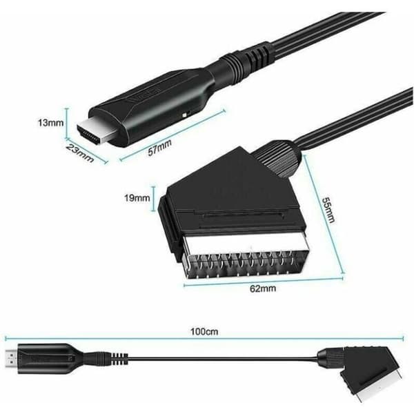 SCART til HDMI-omformer/adapter (lyd-video) for HDTV, DVD, dekoder, PS3, PAL/NTSC - Starlight