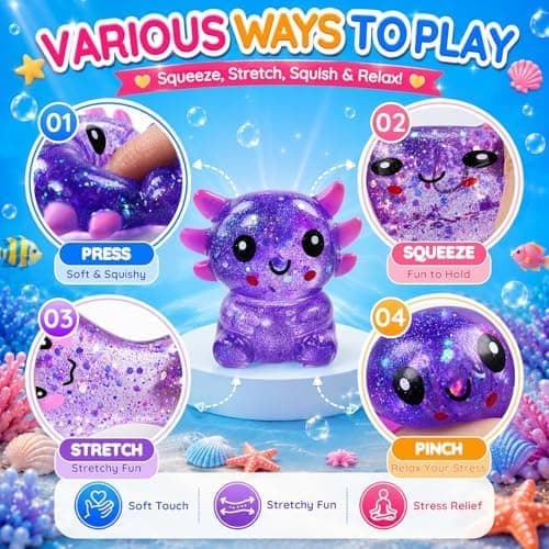 Glitter Axolotl Squishy Leksak, Squishy Leksaker, Långsamt Återgående Squishy Purple