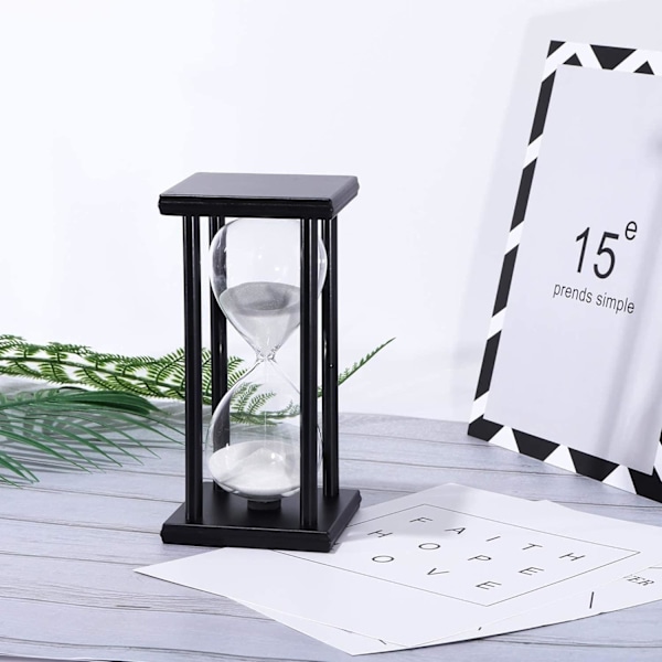 Timeglas Sand Timer Timeglas med Sand Dekoration Sandur Glasur Se Ur til Værelse Fødselsdag Te Kaffebord Bog Hylde Skolespil Ornament Træ 15 Min