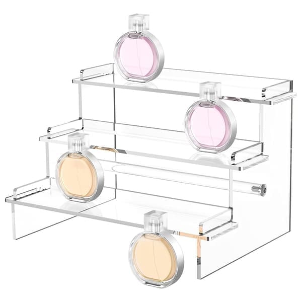 Akryl Display Stand Hylde 3 Lag Trin Opbevaringsstativ til Cupcake Smykker Parfumer Organizer Display Hylde Stand stil 8