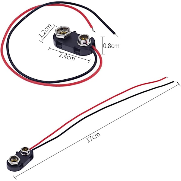 9V Batteriklämma Anslutning 10 Stycken PP3 Batterisnaps Anslutning I-typ Plast Batterisnaps med 15 cm Flygande Ledningar Snap On 9V Batterianslutning Kabel