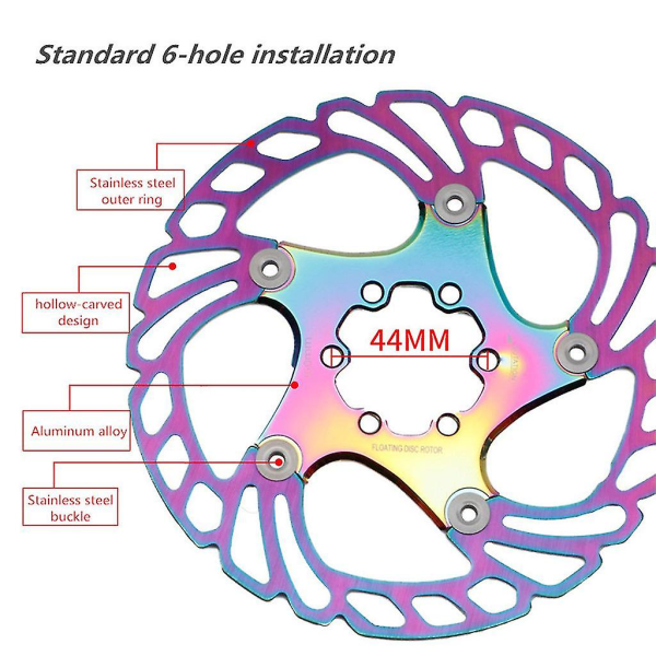 Värikäs polkupyörän jarrujen jäähdytyslevy Mtb maantiepyörän kelluva roottori Cool Down Rainbow roottorit 140/160/180mm 140mm