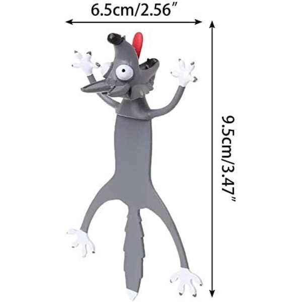Ihastuttavat kirjanmerkit, hauskat 3D-sarjakuvakirjanmerkit Eläimet Lukeminen Kirjanmerkit Opiskelijoille Toimistotarvikkeet Luova lahja Ihanteellinen pojille ja tytöille Wolf