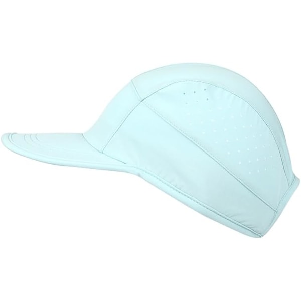 Unisex Myk Bred Kantsportscaps for Løping, Hurtigtørkende Kule Sportscaps, Lett Stretch Nylon Baseballcaps UPF50+ light blue