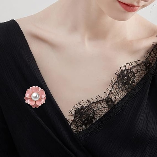 Kvinners blomster kunstig perle Emaljelegering Brosje Pin Hvit Corsage Klærtilbehør Stilig og populær Slitesterk (rosa)