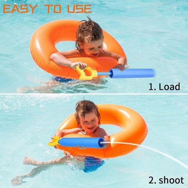 Foam Water Guns for Kids - Beach Toys - Blaster Shooters - Shoots Up to 35 Feet - Outdoor Squirt Guns - Pool Toys for Kids & Adults (40cm/4pcs)