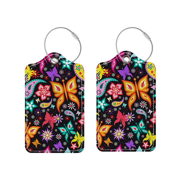 Bagagemærke og ID-kortholder i PU-læder MultiColor Butterfly MultiColor