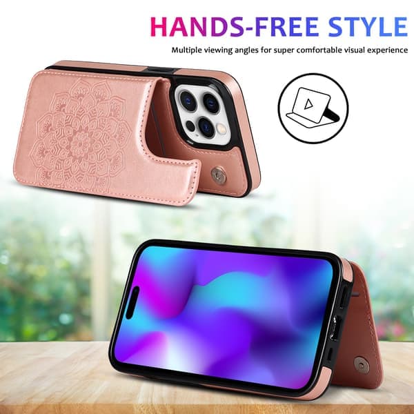 Til iPhone 17 etui med kortholder, blomstermagnetknapper beskyttende pung etui til kvinder til iPhone 17 pink iPhone 17 Pro