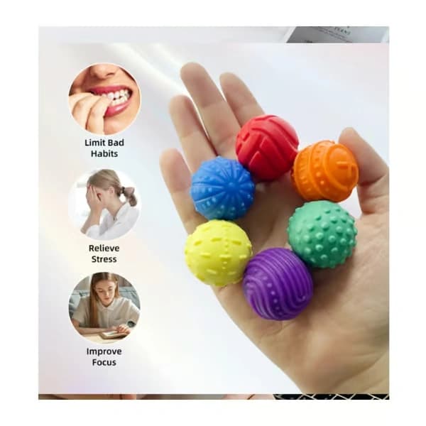 Magnetiska silikonbollar 6-pack - Mjuka sensoriska stressbollar för fingertoppsmassage och tyst skrivbordslek, bärbart set med väska Purple