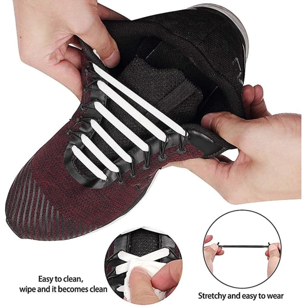 2 par elastiska skosnören för Lmell ungdomar och vuxna, vattentät silikon lazy spets present