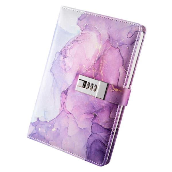 Dagbog med lås personlig PU læder journal notesbog aflåselig dagbog drenge Violet Violet Violet