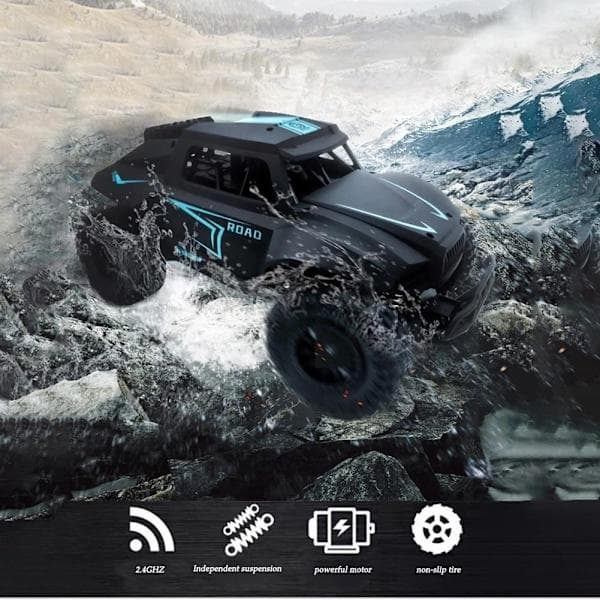 Radiostyret Off-Road Bil / Lastbil - Sort - 30cm Sort