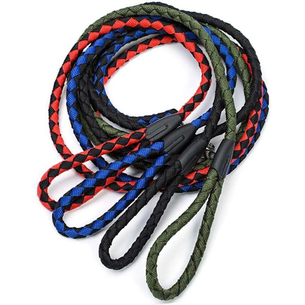 Hundeforing av nylon, tau for hunder, treningsforing for mellomstore og store hunder med rustfritt stålspenne, 1,5 m lang og 1,2 cm bred (svart)
