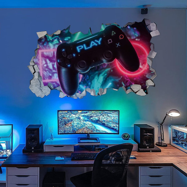 3D Gamer Veggklistremerker, Gamer Poster Veggdekorasjon, Gutt Soverom Veggklistremerker, Moderne Stuedekorasjon Veggklistremerker, Gutt Sovesal Veggklistremerker, Di