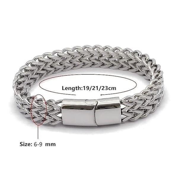 Armband för män i rostfritt stål med flätat magnetlås - 23 cm
