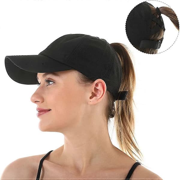 Baseballcaps med kryss og hestehale for kvinner Black