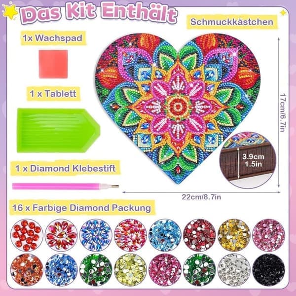 Diamantmålningspysselset för barn - DIY Smyckeskrin & Diamantkonstpresent