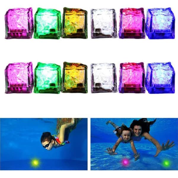 Lysande poolleksaker (LED-dykpuckar), set om 12 – För barnbad eller poolpartyn