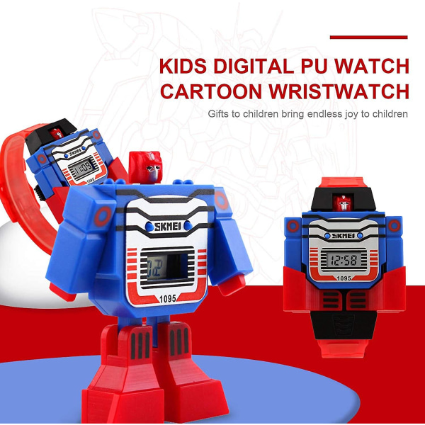 Kids Transformer Watch Robotti Transformers Lelut Watch, Poikien sarjakuvasankari upeat kellot, tyttöjen elektroniset oppimislahjat
