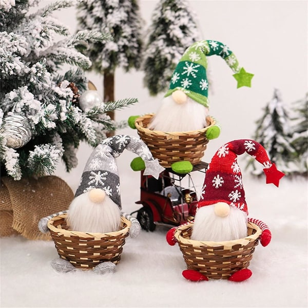 Julgodiskorg, ny jultomte Rudolph Doll Godisförvaringskorg, söt ansiktslös dockdekoration