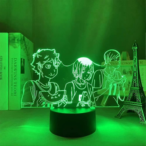 Anime LED Lampe Shoyo Hinata Kenma Kozume Figur 3D Nattlys for Barn 16 Fargeendringer Optisk Illusjon Belysning med Fjernkontroll Soveromsdekor
