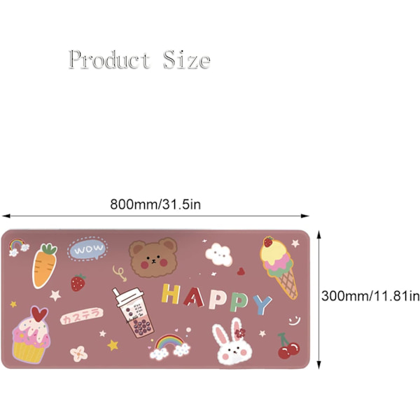 Musmatta för tonårsflickor Kawaii Cartoon Desk Keyboard Mat för bärbar dator Kontorsbord, Perfekt för flickor Kvinnor Skrivbordsdekor Tillbehör (Rosa)