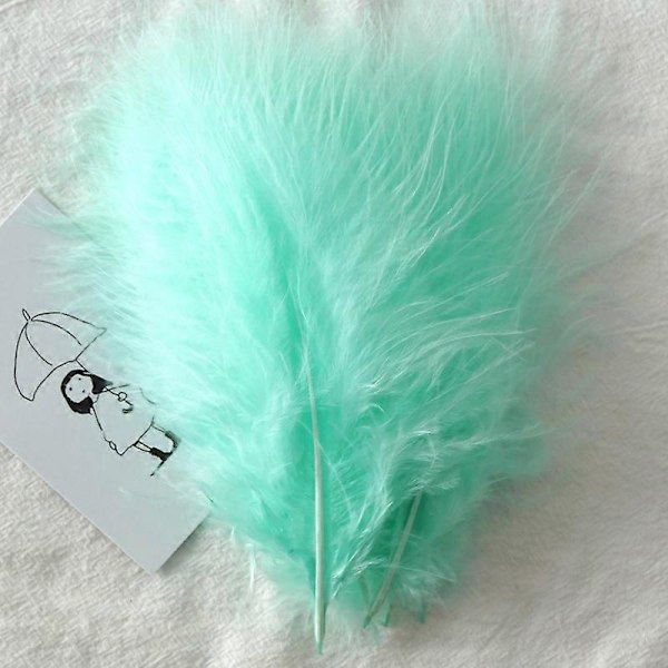 50 stk. Fluffy Tyrkisk Marabou Fjer 10-15 cm Tyrkiske Fjer Dekorationstilbehør Til Smykker Tøj Bryllupsfjer DIY Håndværk And Green Cashmere