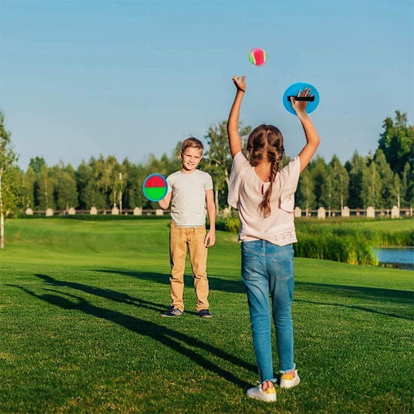 Kasta och fånga bollset med två paddelskivor och tennisboll, roligt utomhusspel för hela familjen (1 set)