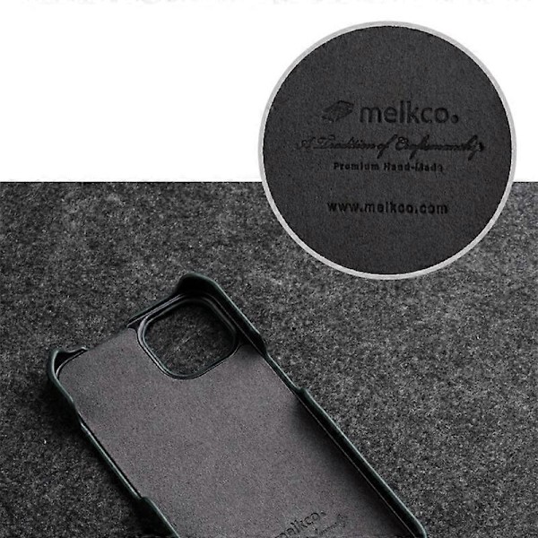 MELKCO For iPhone 14 Pro støtsikker telefonveske ekte kveg-skinn + PC vertikal klaff matt deksel Multicolor Style D
