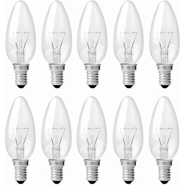 E14 Edison-ruuvikantaiset kynttilälamput, 40 W kirkkaat lamput, himmennettävät hehkulamput, liekkilamput, 10 kpl