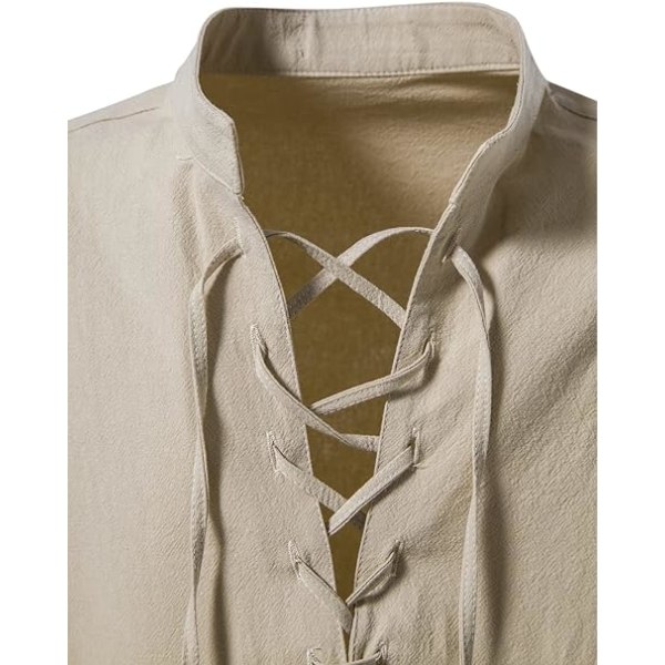 Klassisk bomullsskjorte med blonder for menn middelaldersk vintagekostyme