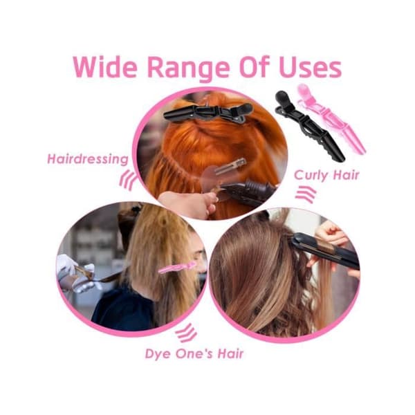 Sæt med 20 Alligator Clips - Skridsikre - Holdbar Plastik - Blandet - Sort og Pink