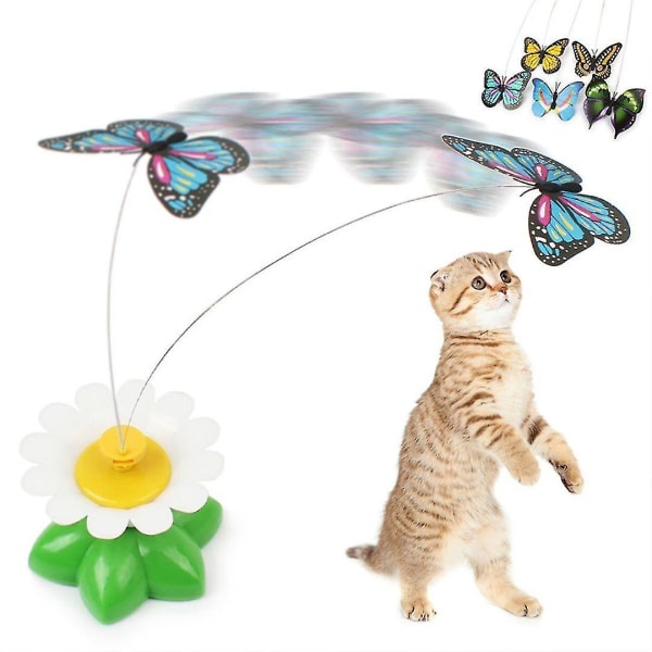 Fuglelegetøj til kæledyrkatte, sjovt roterende elektrisk flyvende fugl interaktivt legetøj