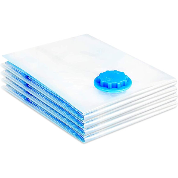 Premium 50x70cm Medium Vakuumopbevaringsposer – Lufttætte og vandtætte pladsbesparende kompressionsposer - Opbevar tøj, dyner, sengetøj (pakke med 8)